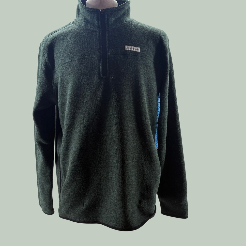 Eddie Bauer Mens Forest Green Marl Quarter Zip Sweater Fleece Pullover Large